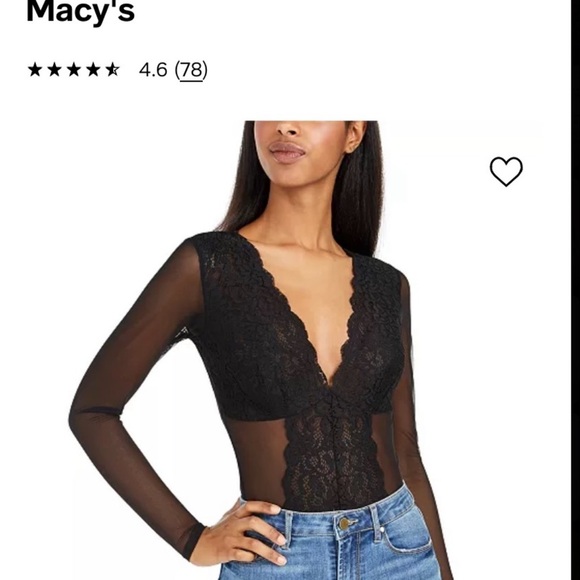 INC International Concepts Sheer Black Lace Top - Picture 12 of 14